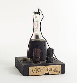 Battery demonstration unit for conducting polymers built by nobel laureate Alan MacDiarmid