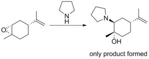 Pyrrolidine addition to limonene-derived epoxide.png