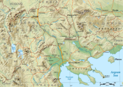 2009 topographical map of the geographical region of Macedonia