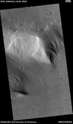 Mantle and flow, as seen by HiRISE under HiWish program A part of the image showing the mantle is enlarged in the next image.