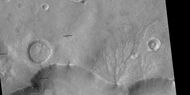 Channel system that travels through part of a crater, as seen by HiRISE under HiWish program Note: this is an enlargement of a previous image.