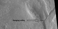 Channel with hanging valley, as seen by HiRISE under HiWish program