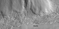 Close view that displays the thickness of the mantle, as seen by HiRISE under HiWish program