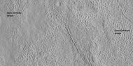 Open and closed brain terrain with labels, as seen by HiRISE under HiWish program