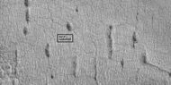 Close view of lines of pits, as seen by HiRISE, under the HiWish program Box shows size of football field. Pits may be up to around 50 meters across.