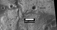Channels, as seen by HiRISE under HiWish program Some parts of the image show mantle and others show no mantle covering the surface.