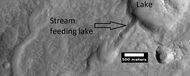 Old stream bed attached to low area that was probably a lake.
