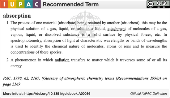 IUPAC definition for absorption