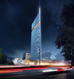 Архитектурный облик небоскрёба в составе комплекса зданий Национального космического центра.jpg