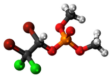 Ball-and-stick model of the Naled molecule