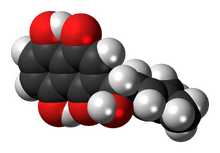 Space-filling model of the alkannin molecule
