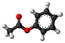 Ball-and-stick model of the phenyl acetate molecule