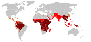 Distribution of malaria in the world:[179]